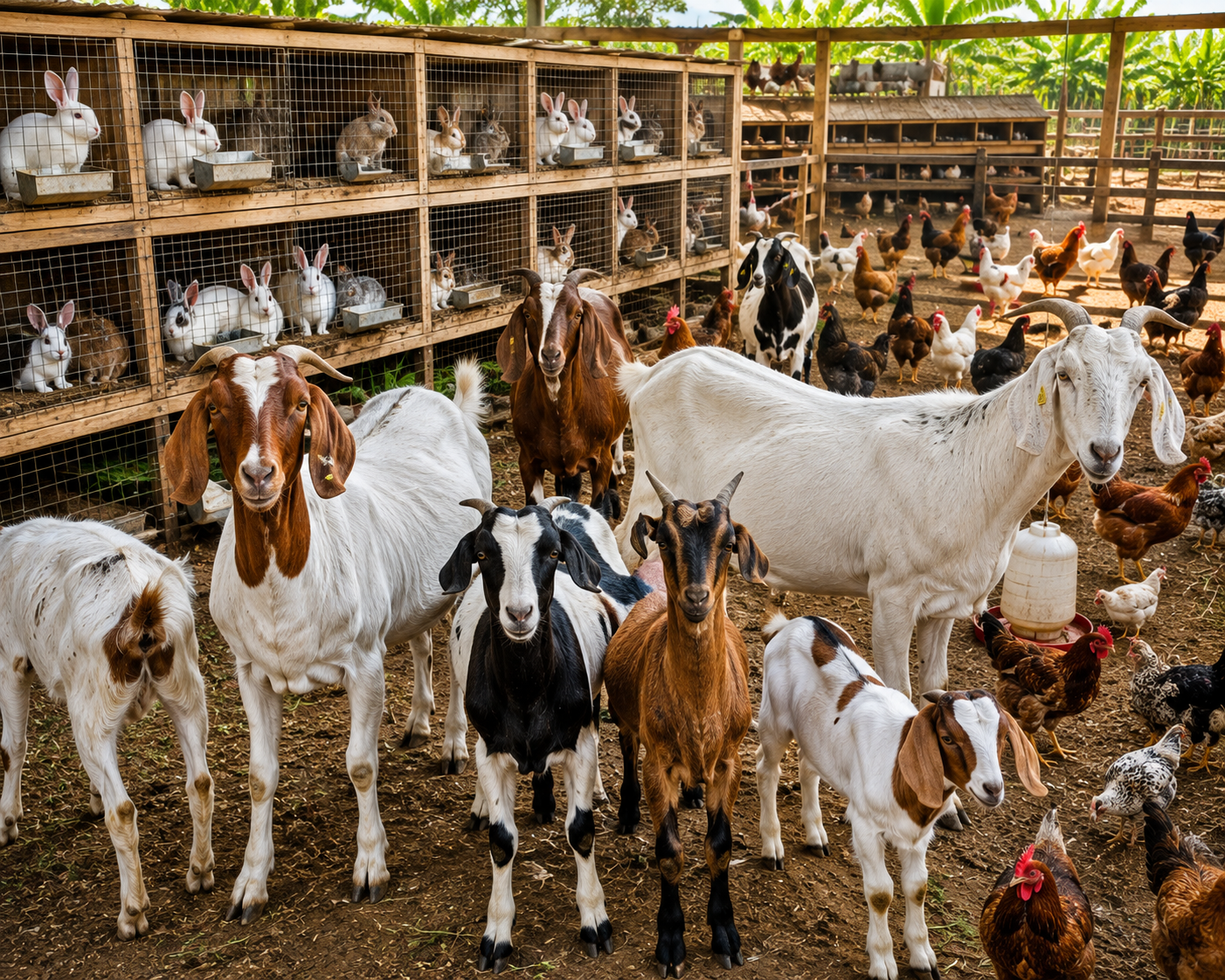 Farmer and livestock on an agricultural property